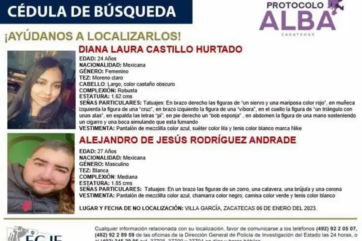Policías de Investigación de Aguascalientes también buscan a la maestra Diana en Zacatecas